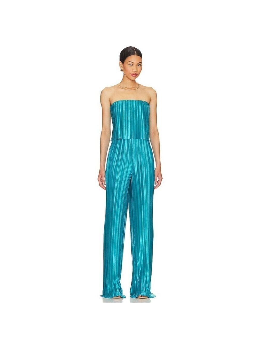 Women's Amanda Uprichard Teal Pleated Collina Jumpsuit S